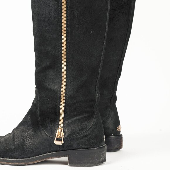 Jimmy Choo Doreen Black Rugged Suede Knee-High Boots - Picture 8 of 11